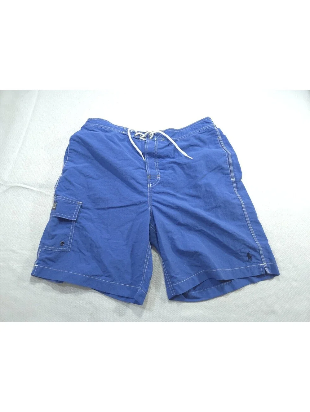 Polo Ralph Lauren Swim Trunks Mens Large Blue Cargo Mesh Lined Shorts Vintage